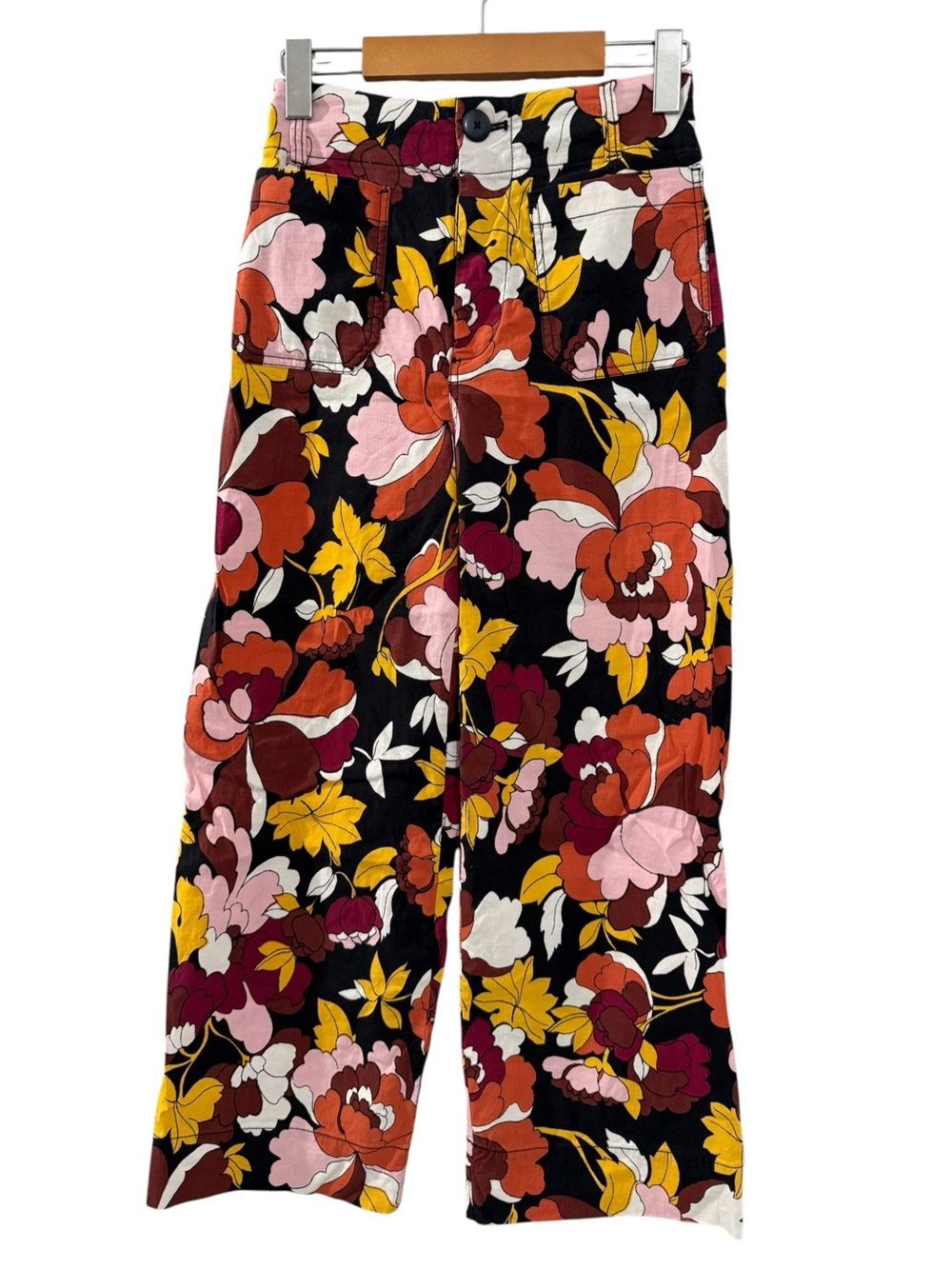 Anthropologie Maeve The Colette Floral Cropped Wide Leg Pants 24